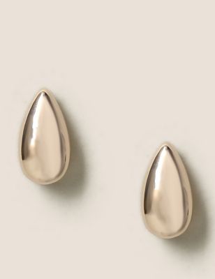 M&S Womens Rose Gold Tone Teardrop Stud Earrings  Gold