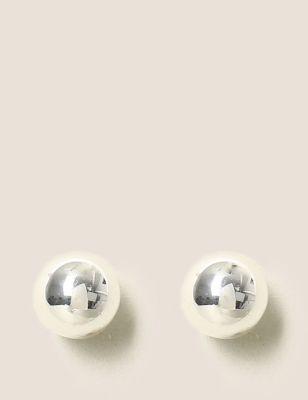 M&S Womens Silver Tone Ball Stud Earrings  Silver