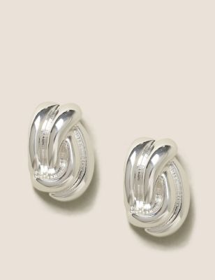 M&S Womens Silver Tone Knot Stud Earrings  Silver