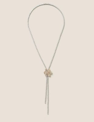 M&S Womens Flower Rhinestone Necklace