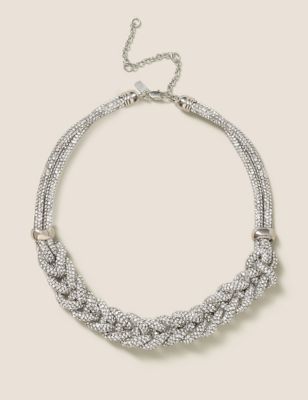 M&S Womens Rhinestone Twist Necklace