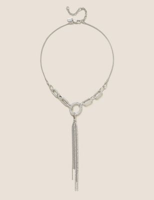 M&S Womens Rhinestone Pendant Necklace