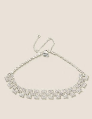 M&S Womens Rhinestone Choker Necklace