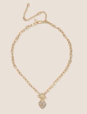M&S Womens Initial A Rhinestone Ditsy Necklace