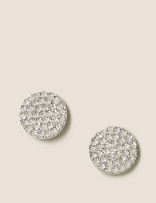 M&S Womens Pave Round Earrings