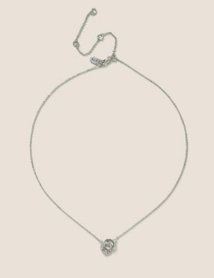 M&S Womens Silver Tone Interlocking Circle Necklace