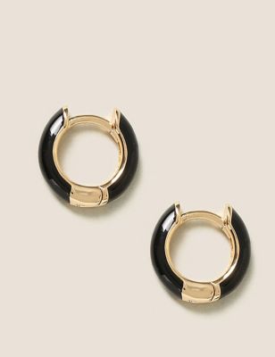 M&S Womens Gold Plated Enamel Hoop Earrings