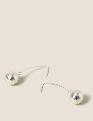 M&S Womens Silver Tone Ball Drop Earrings  Silver
