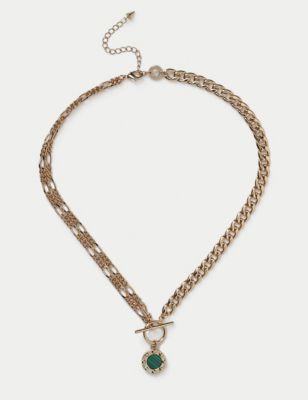 M&S Womens 14ct Gold Plated Semi Precious Curb Chain, Gold