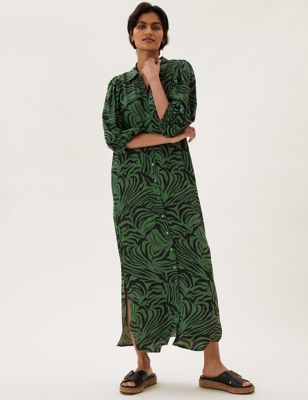 M&S Womens Animal Print Midi Column Dress