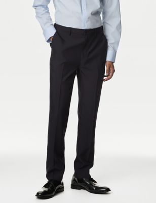 M&S Mens Slim Fit Trouser with Active Waist - 28REG - Navy, Navy,Black,Grey