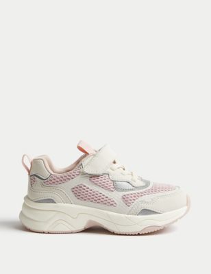 M&S Girls Riptape Trainers (4 Small - 2 Large) - 1 LSTD - Pink Mix, Pink Mix,Red Mix