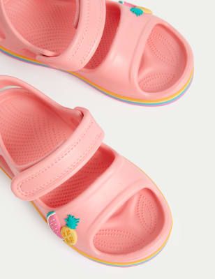 M&S Girls Fruit Riptape Sandals (4 Small-12 Small) - 9 S - Pink Mix, Pink Mix