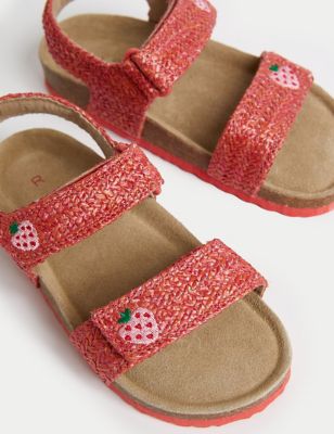 M&S Girls Strawberry Footbed Sandals (4 Small - 2 Large) - 5 SSTD - Pink Mix, Pink Mix