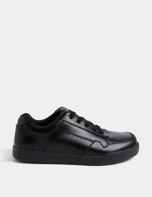 M&S Boys Leather Freshfeet School Shoes (2 Large - 9 Large) - 8 LSTD - Black, Black