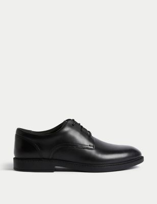 M&S Boys Leather Lace School Shoes (21/2 - 9 Large) - 2.5 LSTD - Black, Black