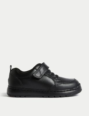 M&S Boys Leather Riptape School Shoes (8 small - 2 Large) - 10.5SSTD - Black, Black