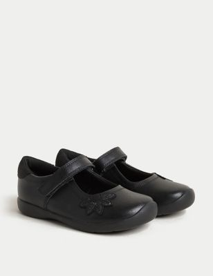 M&S Girls Leather Freshfeet School Shoes (8 Small - 2 Large) - 8 SSTD - Black, Black