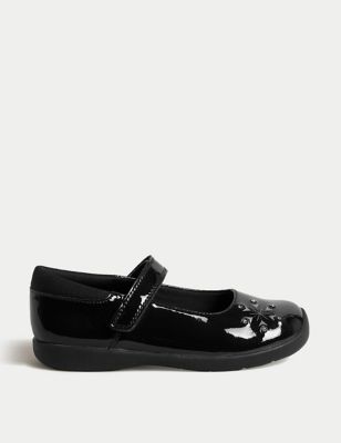 M&S Girls Leather Frozen School Shoes (8 Small - 2 Large) - 10 SSTD - Black, Black