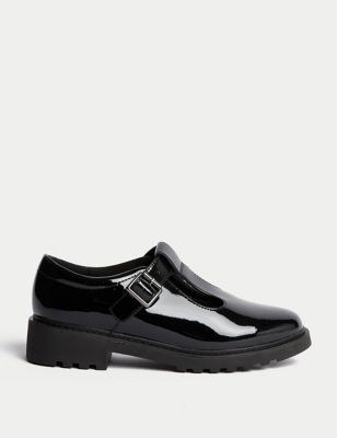 M&S Girls Leather T-Bar School Shoes (13 Small - 7 Large) - 4 LNAR - Black, Black