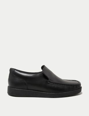 M&S Boys Leather Slip-on Loafer School Shoes (13 Small - 9 Large) - 7 LSTD - Black, Black