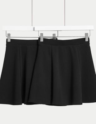 M&S Girls 2-Pack Jersey Skater School Skirts (2-18 Yrs) - 10-11 - Black, Black,Grey