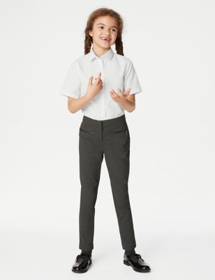 M&S Girls Super Skinny Leg Zip School Trousers (2-18 Yrs) - 5-6 Y - Grey, Grey,Black