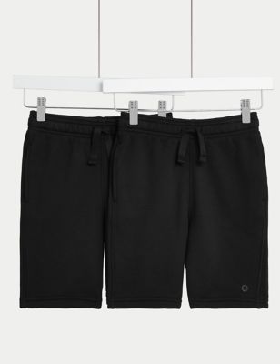 Goodmove 2pk Unisex School Sweat Shorts (2-16 Yrs) - 7-8 Y - Black, Black