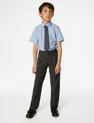 M&S Boys Boy's Regular Leg Slim Waist School Trousers (2-18 Yrs) - 16-17 - Grey, Grey