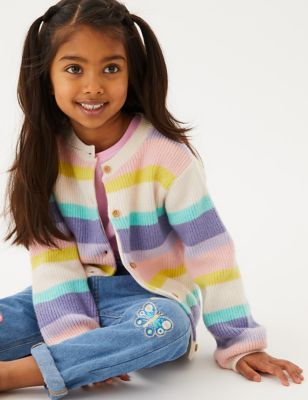 M&S Girls Knitted Striped Cardigan
