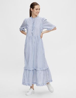 M&S Y.A.S Womens Pure Cotton Striped Maxi Smock Dress