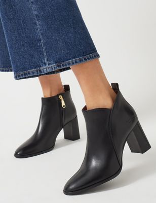 Radley Women's Leather Block Heel Ankle Boots - 8 - Black, Black,Navy