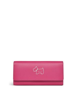 Radley Womens Heritage Dog Outline Leather Foldover Purse - Pink, Pink