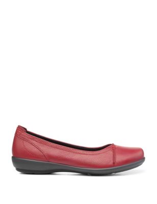 Hotter Womens Robyn II Wide Fit Leather Ballet Pumps - 4 - Black, Black,Red