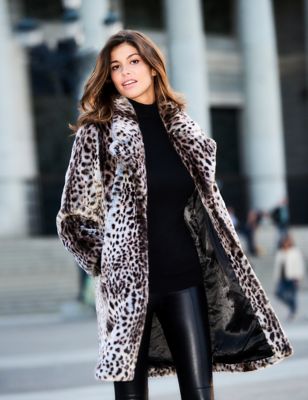 Faux Fur Leopard Print Coat | SOSANDAR | M&S
