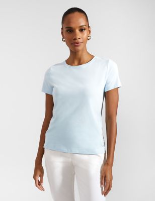 Hobbs Women's Pure Cotton T-Shirt - Blue, Blue