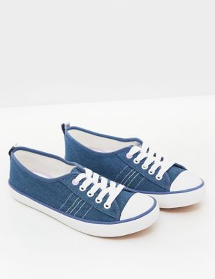 M&S White Stuff Womens Lace Up Canvas Eyelet Detail Trainers