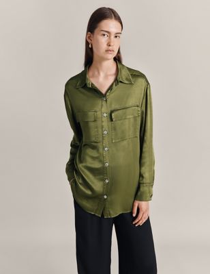 Ghost Womens Collared Button Through Shirt - M - Green, Green,Purple