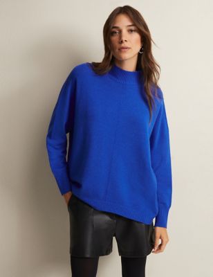 Phase Eight Womens High Neck Jumper - S - Blue, Blue