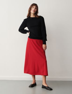 Finery London Womens Crepe Midaxi A-Line Skirt - 16 - Red, Red