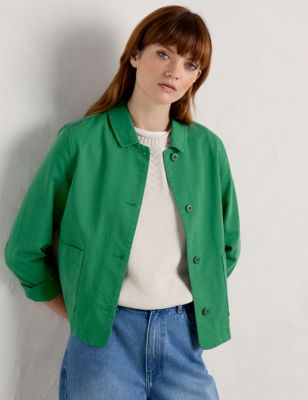 Seasalt Cornwall Womens Linen Rich Collared Jacket - 14PET - Green, Green