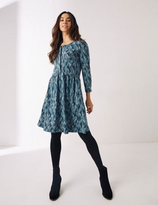 M&S Fatface Womens Cotton Rich Ikat Print Mini Dress