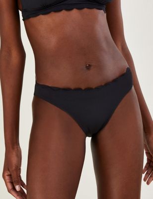 Monsoon Womens Textured Scallop Bikini Bottoms - 20 - Black, Black