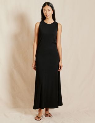 Albaray Womens Cotton Rich Jersey Maxi Column Dress - 18 - Black, Black
