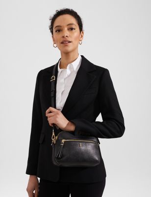 Hobbs Womens Leather Zip Detail Cross Body Bag - Black, Black