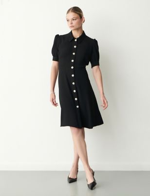 Finery London Womens Button Detail Knee Length Shirt Dress - 18 - Brown, Brown