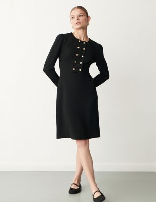 Finery London Womens Button Detail Knee Length Shift Dress - 18 - Black, Black,Red,Blue