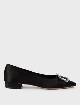M&S Hobbs Womens Leather Buckle Flat Pointed Pumps