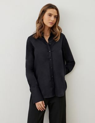 Finery London Womens Pure Cotton Collared Shirt - 8 - Black, Black,Navy,Light Blue,White