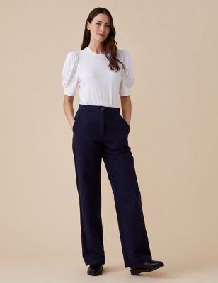 M&S Finery London Womens Cotton Rich Straight Leg Trousers